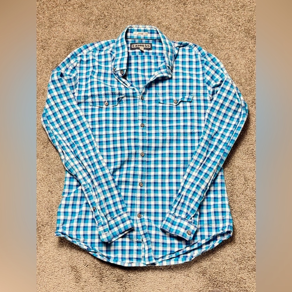 Mens Express Long Sleeve Button Up Shirt (Fitted) L